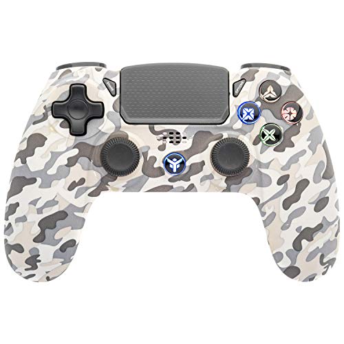 ALTA TECNOLOGIA: Controller wireless con doppia tecnologia di connessione. È possibile scegliere se utilizzare la tecnologia senza cavo Bluetooth o la connessione cablata con collegamento USB. Con sensore di movimento Six Axis e doppia vibrazione. Munito di motore asimmetrico, touchpad e tasti programmati.