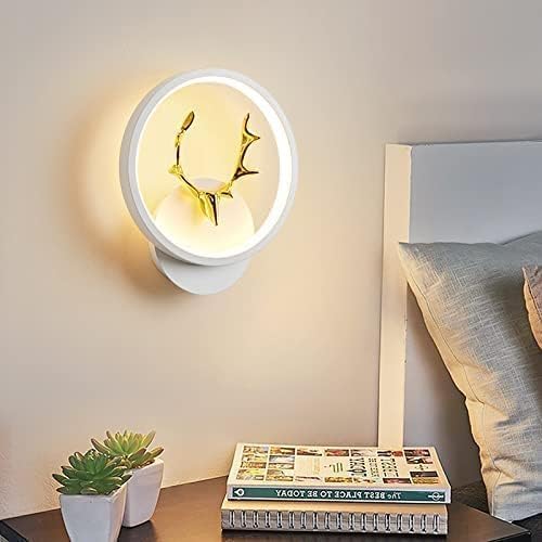 Image of Home Decore Led Fancy Wall Light,Night Lamp,Decorative Lamp,Wall Hanging Lights for Bedroom,Living Room,Color(Warm White+Natural White+Cold White).(white Round Deer Head)(Pack of 2)