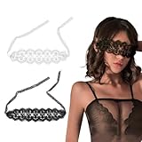 KONFEN Zarte Florale SpitzenräNder Accessoires Augenmaske, Erotische Bodysuit Accessoires Obsessive VerfüHrerische Augenmaske, Maske Aus Spitze Verstellbares Seil 048, Schwarz + Weiß, Eine GröSse