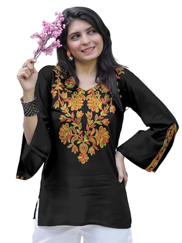 Image of Youthnic Women's Light Green Rayon Yoke Embroidery Straight Short Kurti | Office Wear Kurti | College Wear Kurti | Tunic Top