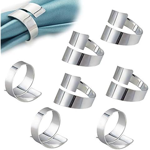 Feyarl Silver Metal Napkin Rings for Dining Cover