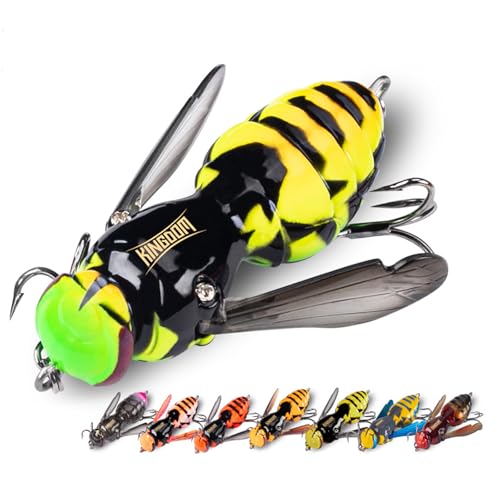 Kingdom Wasp Crawl Lure Insect Bionic Floating Fishing Lures Swimbaits Hard Artificial Baits Lure for Bass Carp Pike Lifelike Skin Pattern Walleye Fishing Carbon Steel Three Book Hook #01 40mm 4.2g