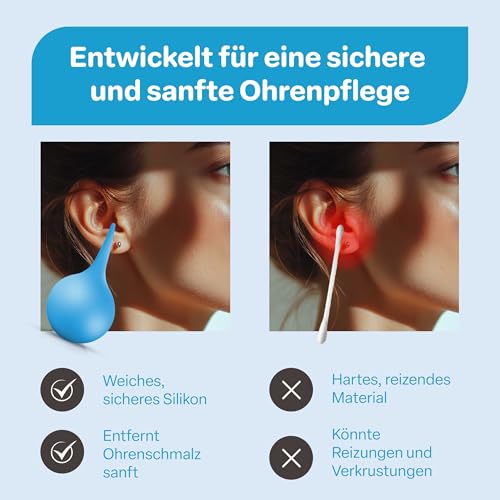Raibu Ohrenreiniger 200ml - Ohrenschmalz Entferner für Babys, Kinder & Erwachsene - Sicherer & Wiederverwendbarer Ohrreiniger - Ohrendusche & Ohrsauger, perfekt zur Ohrreinigung