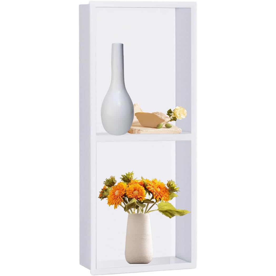 DLLDQBD Recessed Wall Niche, Stainless Steel Hidden Toilet Paper Holder, Wall Mounted Tissue Niche for Bathroom, Restaurant and Hotel(Color:White)