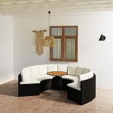  Tidyard Set de Sofás de Jardín 7 Piezas y Cojines Sofá Seccional con Mesa de Jardín Sofá Rinconero de Exterior Patio Terraza Jardín Parque con Respaldo Ratán Sintético Negro