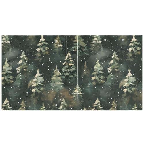 Image of Winter Green Christmas Tree 3 Ring Binder with 2 Interior Pockets 1.5 inch Binders 3 Ring Heavy Duty Fit 8.5 inch x 11 inch Letter Size for Office School, 2 Pack