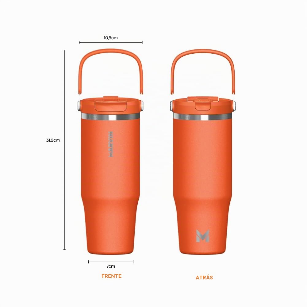 MARVIN THE ICED – 1000 ML– Termo Acero Inoxidable Reutilizable – Botella Térmica Premium para Frío y Calor – Estilo Elegante para Deporte, Trabajo y Urbano (Soul)