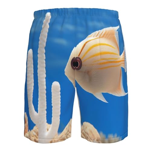 Fish and Coral Men's Beach Pants-Quick-Dry & Comfortable Mens Beach Shorts for Men, Perfect for Surfing and Everyday Wear 7