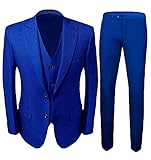 Men's Royal Blue Groom Tuxedos 3 PC Men Suits 2 Buttons Wedding Suits for Men Royal Blue 38 Chest /