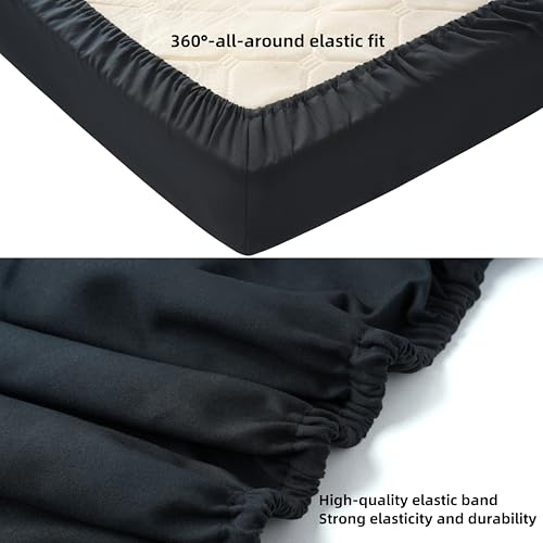 Image of HBHLFZ Crib Sheets for Boys, Girls, 28x52 Inch Fitted Crib Sheet - 8 Inch Deep Pocketed Fixed Sheet - Soft and Comfortable Microfibre - Fits Standard cot and Toddler mattresses, Black