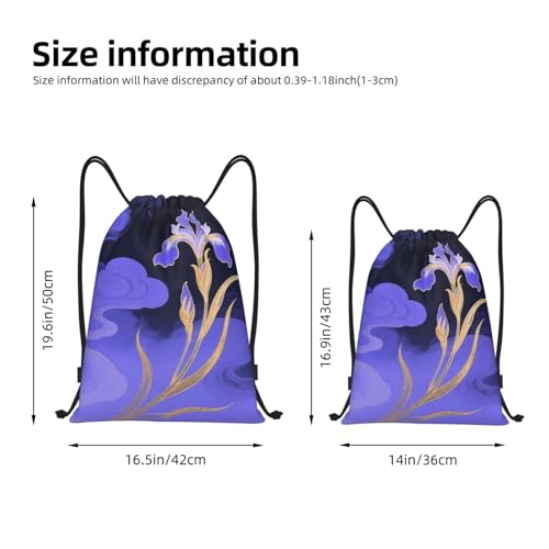 Floral Gold Dark Purple Drawstring Bags Gym Sport Sack Dance Yoga Bag2