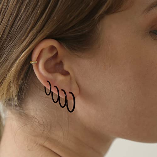 Image of 316L Surgical Steel Hoop Earrings, 6-20mm Huggie Hypoallergenic, Small Sleeper Mens Cartilage Earrings for Women 20G 18G