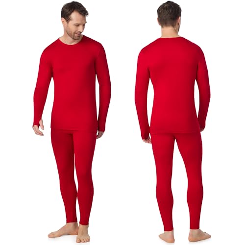 Image of Cuddl Duds Lightweight 2 Piece Active Base Layer Matching Sets for Men | Everyday Activewear, Long Sleeve Top & Leggings, Gym Workout & Fitness Clothes, Breathable Moisture Wicking Lounge Set
