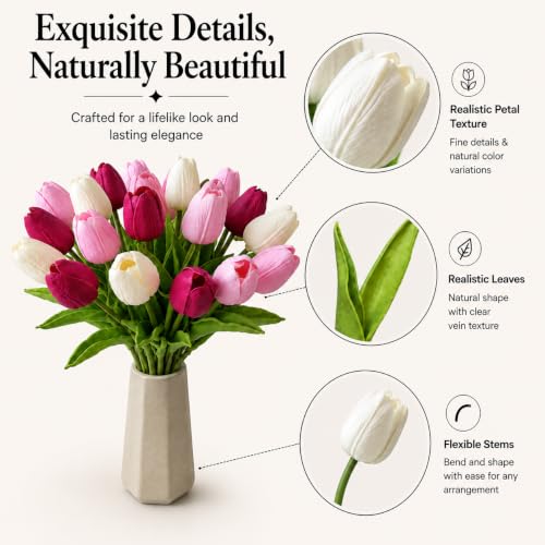Image of Mandy's 20pcs Artificial Shades of Pink Tulips