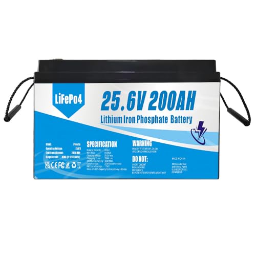 Batería LiFePO4 de 24V (25,6V) 200AH, de fosfato de Hierro y Litio, Adecuada para sustituir baterías de Plomo-ácido, energía Solar, alimentación de Emergencia, etc.
