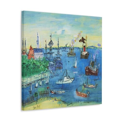 Port de Copenhague par Jean Dufy, impression sur toile 70x70 cm pour salon