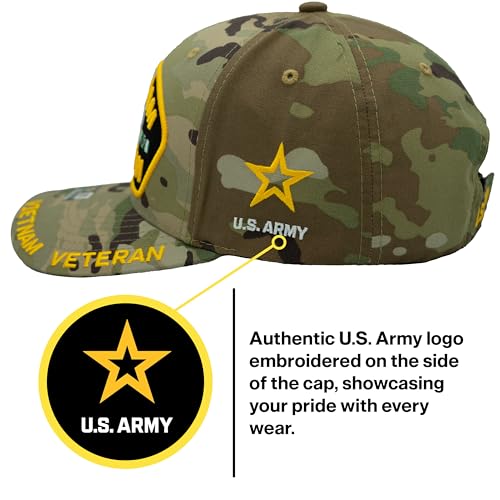 Image of Vietnam Veteran Hat US Army Official Licensed Army Veterans Embroidered Adjustable Military Baseball Cap for Men