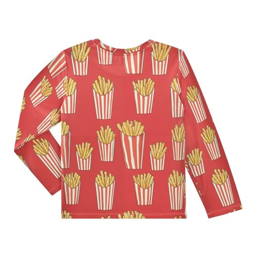 French Fries in Cups Boys Rash Guard Long Sleeve UPF 50+ Boys Swim Shirt Quick Dry Shirt for 3-12 Years2