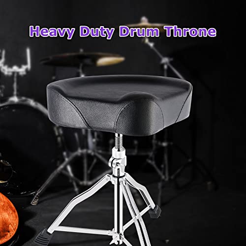 Image of EastRock Universal Drum Throne,Padded Drum Seat Rotatable Height Adjustable drumming Stools with Anti-Slip Feet for Adults and Kids Black (Black-H)