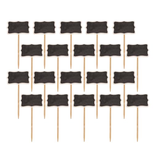 Lxmxgk 20PCS Wood Chalkboard Plant Tag, Gardening Plug-in Plant Identification Marker, Nursery Garden Plant Markers Tag，Miniature Plants Wooden Tags, Lawn Signs Plant Markers Chalkboard