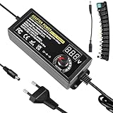 3V-24V Einstellbares Netzteil, Verstellbarer Netzadapter mit LED Spannungsanzeige und 14 Spitzen, 3A 72W Universal Netzteiladapter für Haushaltselektronik, DC Motor, 3000mA Max