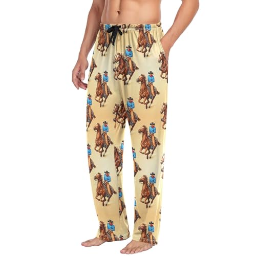 Northwest Desert Cowboy Riding Horse Men's Pajama Pants Soft Lounge Lightweight with Drawstring and Pockets4