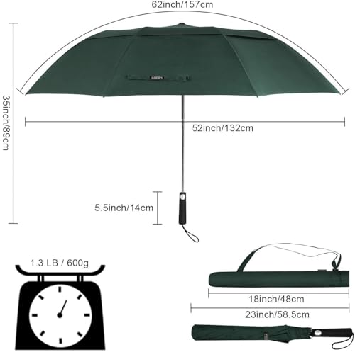 Image of G4Free 62 inch Portable Golf Umbrella Automatic Open Large Oversize Vented Double Canopy Windproof Waterproof Sport Umbrellas | Windproof Heavy Duty Umbrella, Automatic Open, Sport Umbrella, Durable, Waterproof Stick Umbrella, for Rain, for 2 People