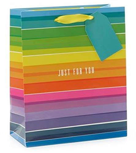 UK GreetingsCarlton Cards Collage Medium Gift Bag Rainbow Stripes Just for You