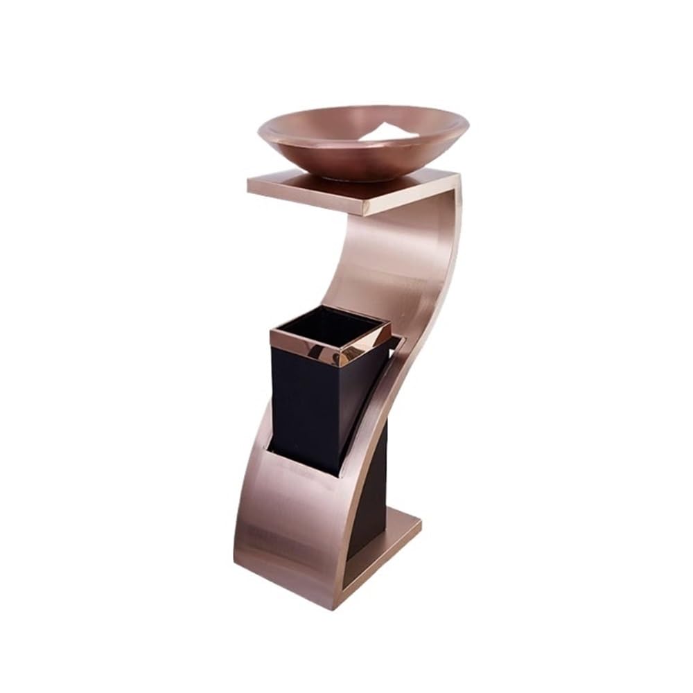 Cubo de basura para exteriores vertical de acero inoxidable con cenicero de seguridad
