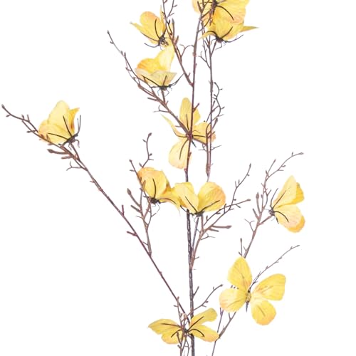Branches avec Papillons en Polyester Jaune pour la Déco de Table de Salon - 3