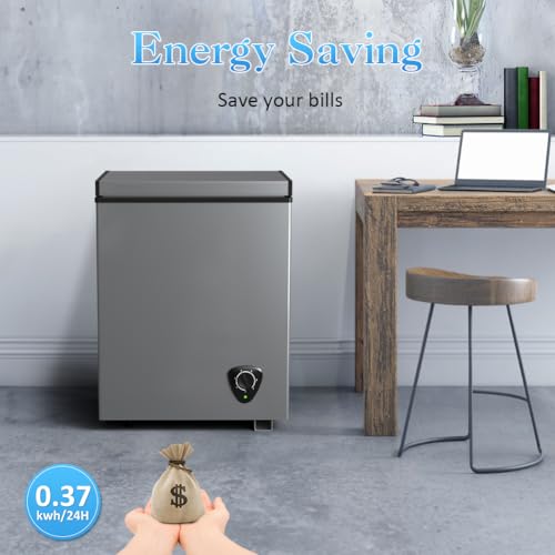 Image of LifePlus Small Chest Freezer - Compact Deep Freezer 7 Adjustable Temperature with Removable Basket, 3.5 Cubic Feet Energy Saving Super Quiet for Garage, Office, Kitchen, or Apartment
