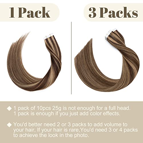Tape-Extensions SEGO Echthaar Haarverlängerung in Mittelbraun/Honigblond