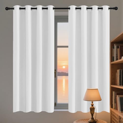 LIWEIREN Cortinas Dormitorio 186 x 178 cm con Ojales Modernas Decorativas Paneles para Ventanas Sala para Ventanas Sala para Niños Cuarto Baño, Blanco