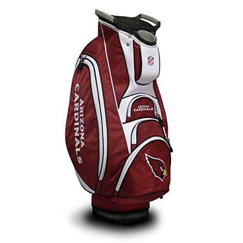 Team Golf NFL Arizona Cardinals Victory Golf Cart Bag, 10-way Top with Integrated Dual Handle & External Putter Well, Cooler Pocket, Padded Strap, Umbrella Holder & Removable Rain Hood