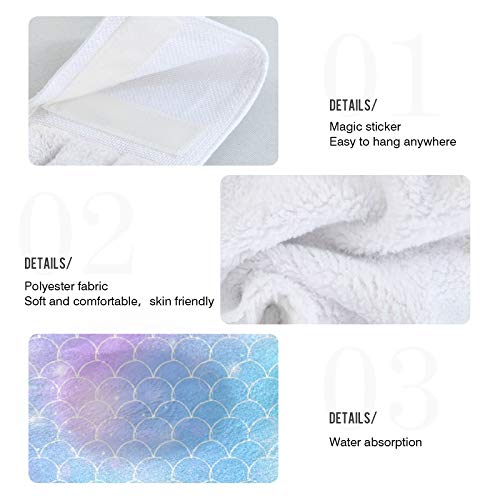 Kocoart Mermaid Fish Scales Kitchen Hand Towels Shining Princess Hanging Towel Dishcloths With Loop 2Pcs, Soft Super Absorbent Fingertip Towel For Bathroom Washroom Guestroom Hotel 12X17 In #TOP3