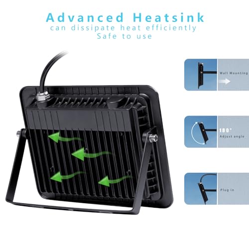 Image of 365nm 50W LED Black Light with Plug and Switch, 4.9ft Power Cord, IP66 Waterproof Blacklight is Used for Indoor or Outdoor Glow Party, Stage Lighting,Body Paint, Fluorescent Poster