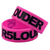 Material: Silikon R5 Louder Silikon Armband Rockband Armband 1 Zoll Stern-Armband (Color : Pink)