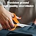9.84'' Orange Tailor Scissors with Comfortable Handles to Keep Materials Flat, For office, Gardening, Paper and Cloth Tailoring