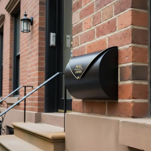 Yielycan Black Wall Mount Mailbox for Outside, Waterproof Metal Mailboxes with Rust-Proof Galvanized Steel, Large Capacity Envelope Mailbox for House, 12.99 x 10.35 x 5 Inch - Thumbnail 6