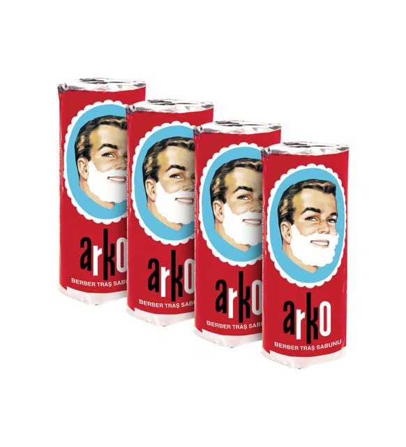 The Shave Factory Wet Shaving Set – 2× Arko Shaving Soap Sticks & The Shave Factory Natural Boar Bristle Brush Made by Omega – Classic Red Handle