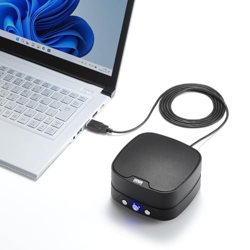 サンワサプライ スピーカーフォン WEB会議 小型 2台連結可能 マイク 有線USB接続 Skype・Zoom・Teams対応 MM-MC35N の商品画像 8