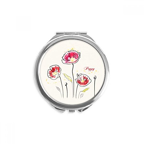 Miroir de poche rond fleurs de pavot maquillage portable 6,5 cm