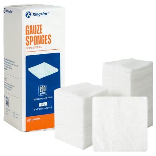 Image of 200 Pack 3x3 Inch Gauze Sponges 8-Ply, 100% Cotton Soft Woven Gauze Pads for Wound Care, Highly Absorbent Bulk Hospital-Grade First Aid & Surgical Dressing