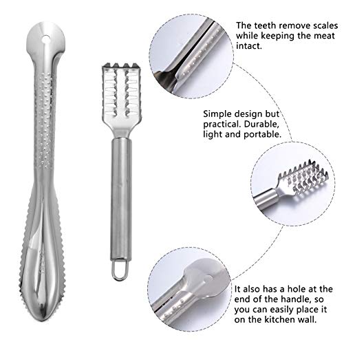 Hemoton 2Pcs Escamador de Peixe Mais Rápido Faca de Marisco Dente de Serra Ferramenta de Cozinha Lim