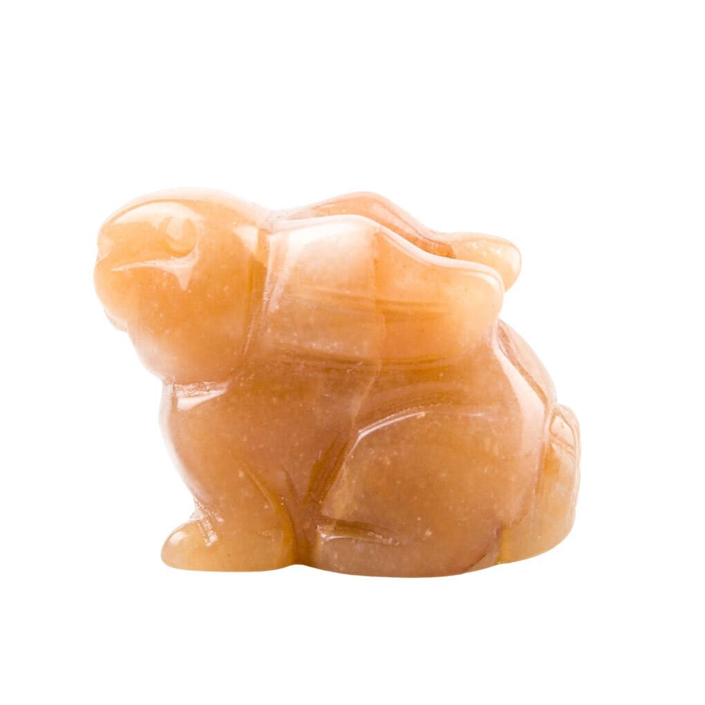 rongweiwang Figurines Bunny Animal Dongling Jade Carved Figure Rabbit Animals Ornament Hare Handcrafted Statue Table Home Gift, Red Aventurine