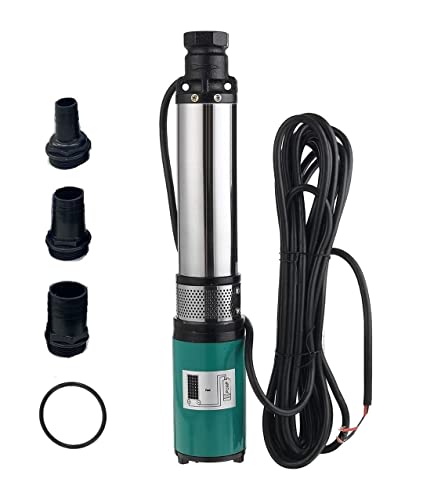Image of FLOJOY Asian Pumps & Machineries Dc 24V 250W Solar Submersible Water Pump For Openwell & Borewell High Flow 3000-4000 L /Hr, 6 Impeller Pump Outlet 50Mm (3 Nozzle 1, 1.5 & 2 Inch) 90-100 Feet