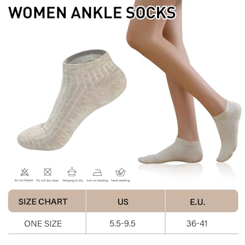 Image of Womens Cotton Ankle Socks - Breathable Low Cut No Show Casual Non Slip Flat 10 Pairs