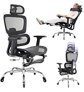 LarkLeaves Cadeira de Escritório com Descanso para os Pés, Cadeira Ergonômica com Travesseiro par...