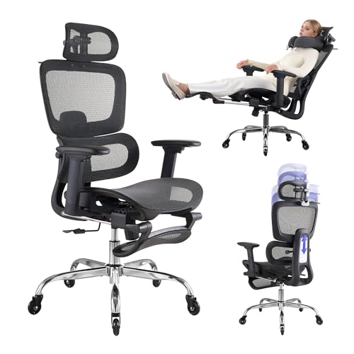 LarkLeaves Cadeira de Escritório com Descanso para os Pés, Cadeira Ergonômica com Travesseiro para P