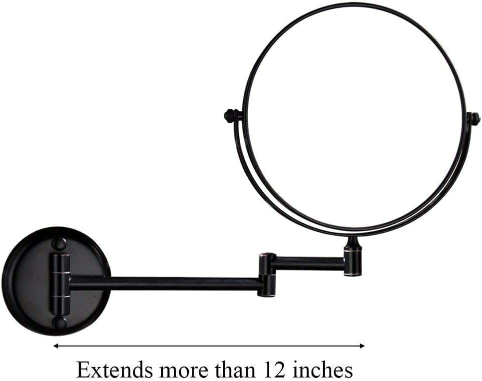 Miroir de rasage mural grossissement 10X double face orientable noir